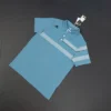 Men's Premium Golf Polo Shirt – 2025 Horizontal Chest Stripe Design - Light Blue